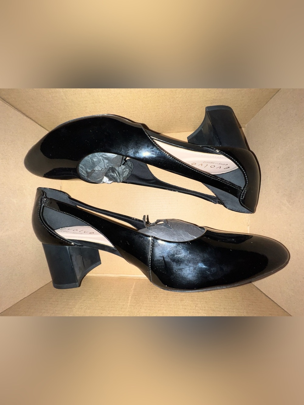 EVOLVE Black Patent Slingback Block Heels
